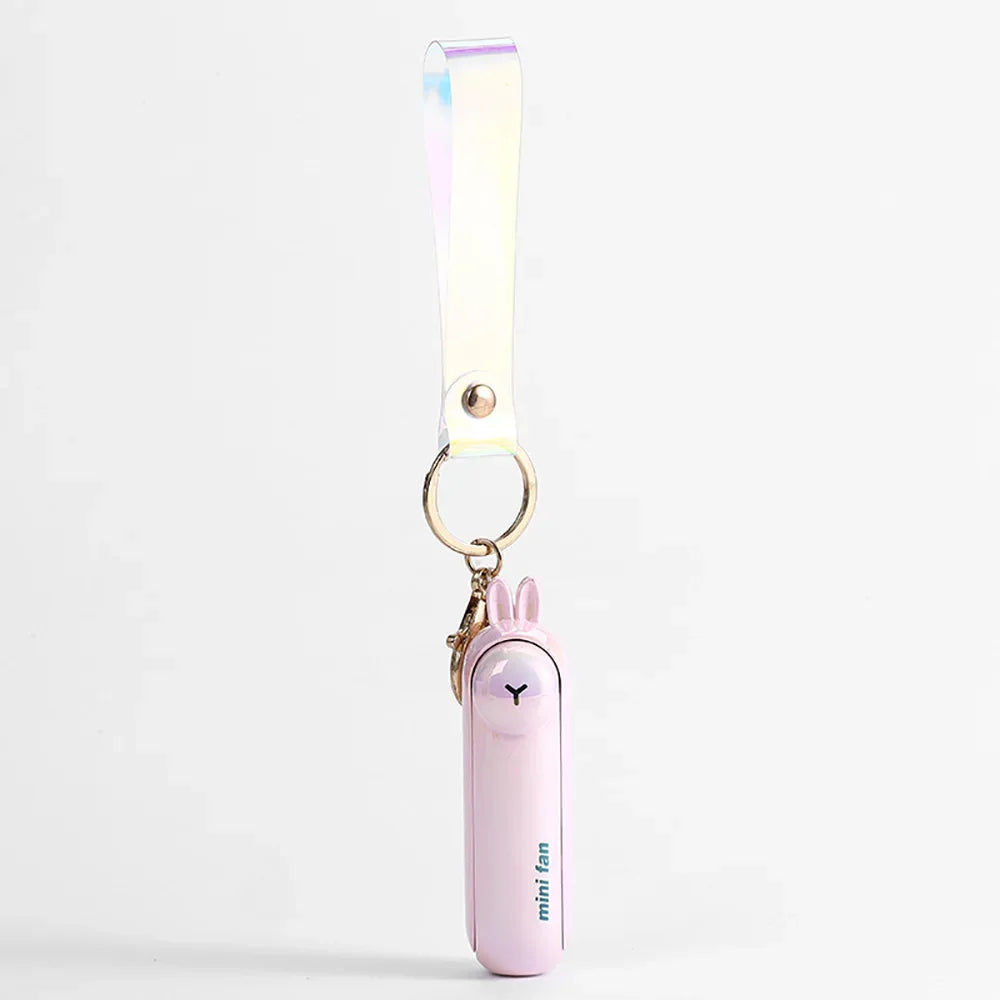 Cute Hidden Blade Cooling Fan - Portable USB Charging & Foldable | Handheld/Desk Dual Use with Rope